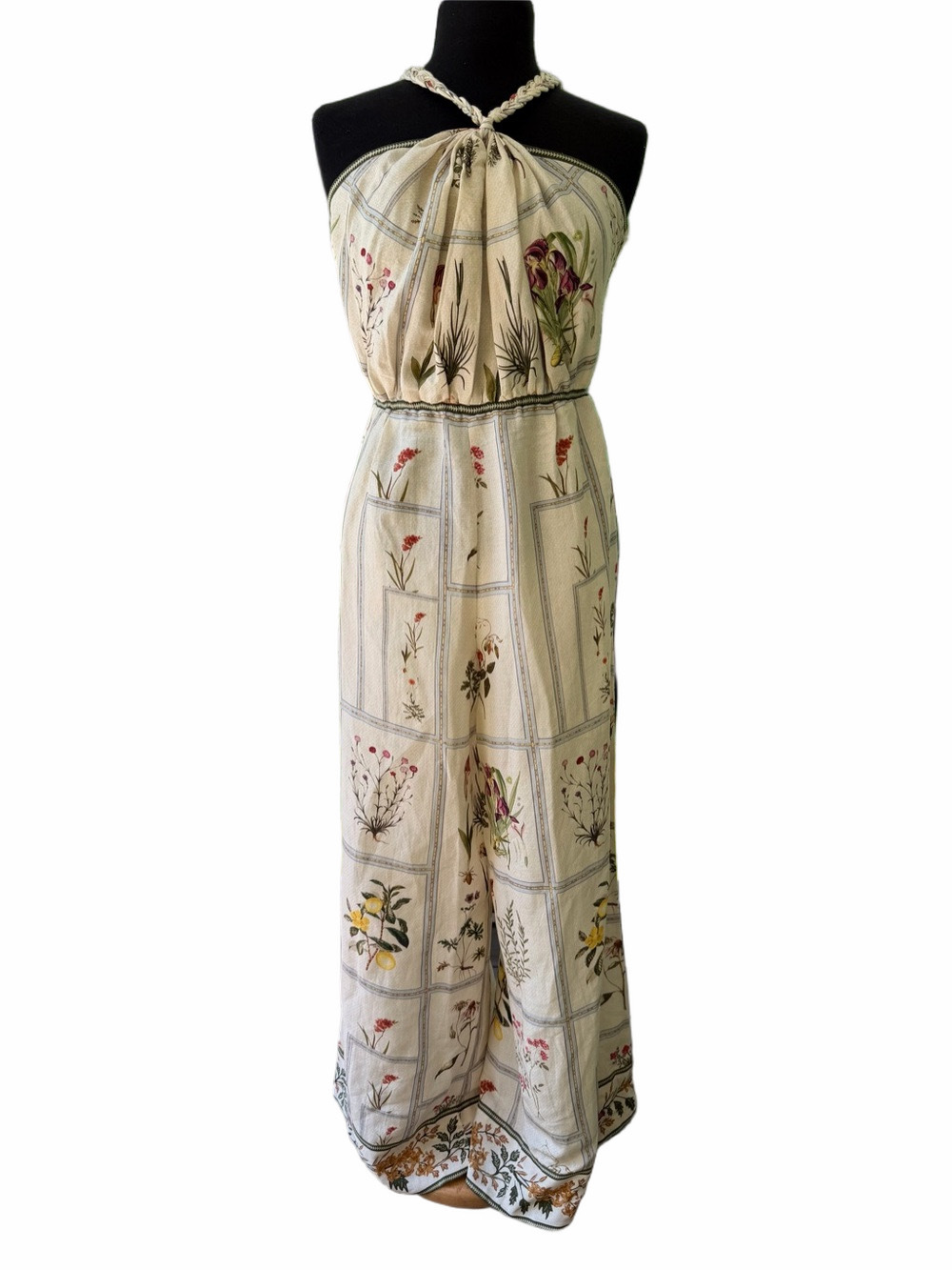 Anthropologie Ranna Gill Floral Linen Halter Jumpsuit Pants Suit Botanical Small - Picture 2 of 16